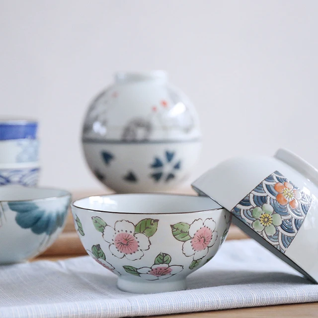 Japanese Style Underglaze 4.5 Inches Ceramic Dinner Bowls Small Round Soup Rice Bowl Tableware Dinnerware 3