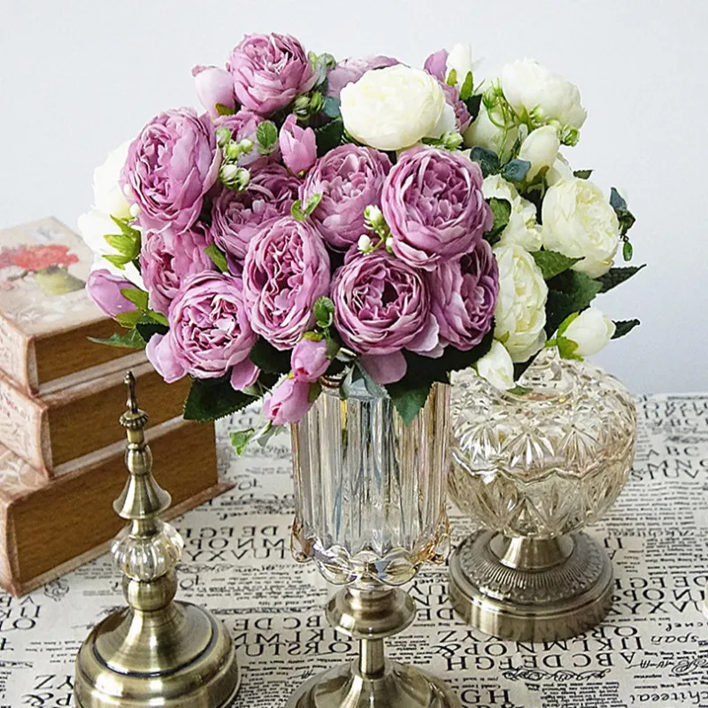 

The latest 2018 beautiful Philippe Persian rose peony small bouquet home party simulation silk flower spring wedding decoration