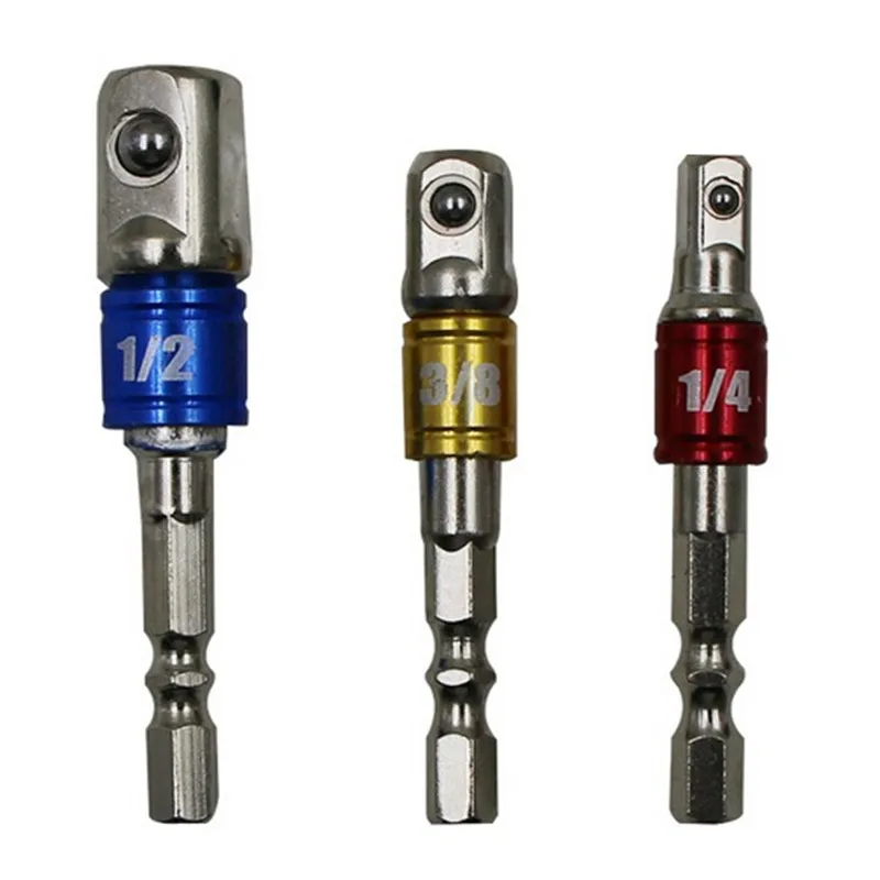 

1PCS 1/4 3/8 1/2 Wrench Socket Adapter Colorful Spring Loaded Ball Chrome Vanadium Steel Socket Adapter drill ratchet power tool