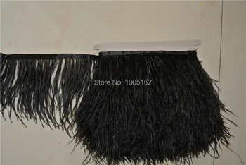 

Free Shipping 10 Yards/lot black Ostrich Feather trimming fringe 5-6inch in width ostrich feather trim feather fringe