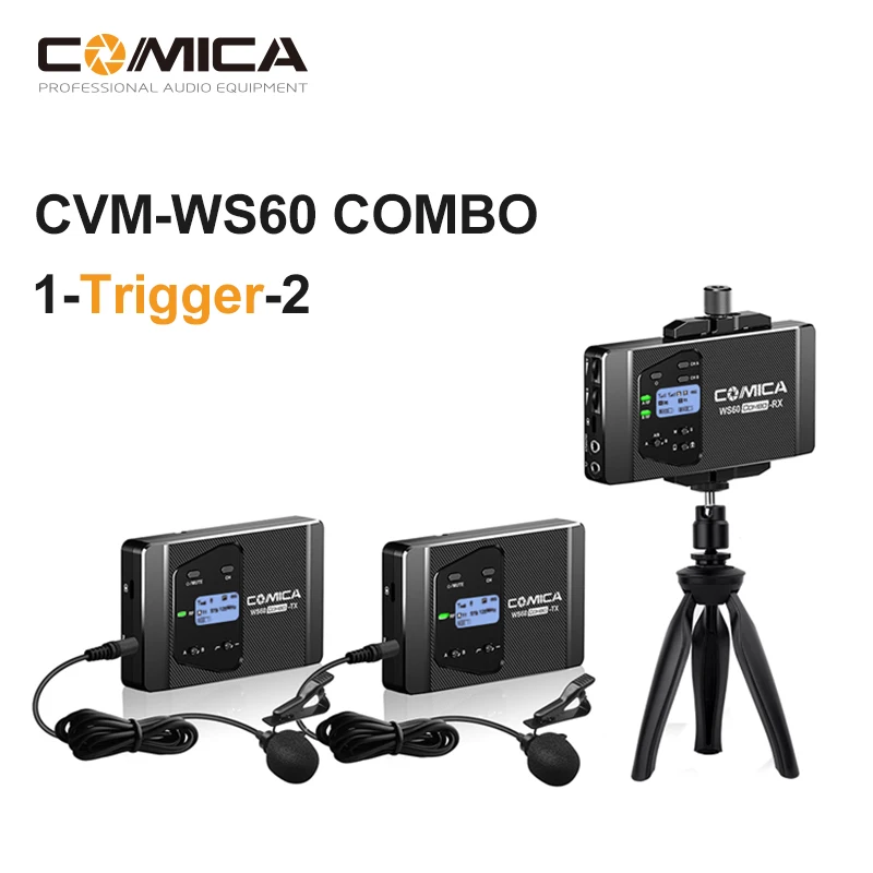 COMICA CVM WS60 комбо микрофон UHF с двойным передатчиком гибкий мини беспроводной для