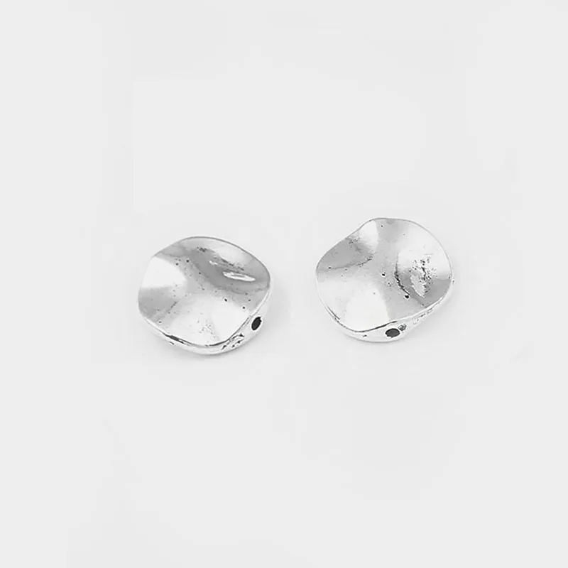 

15pcs Antique Silver Charms Hammered Round Slider Beads Spacer Disc Charms For Bracelet Bangle Jewelry Making Findings Material