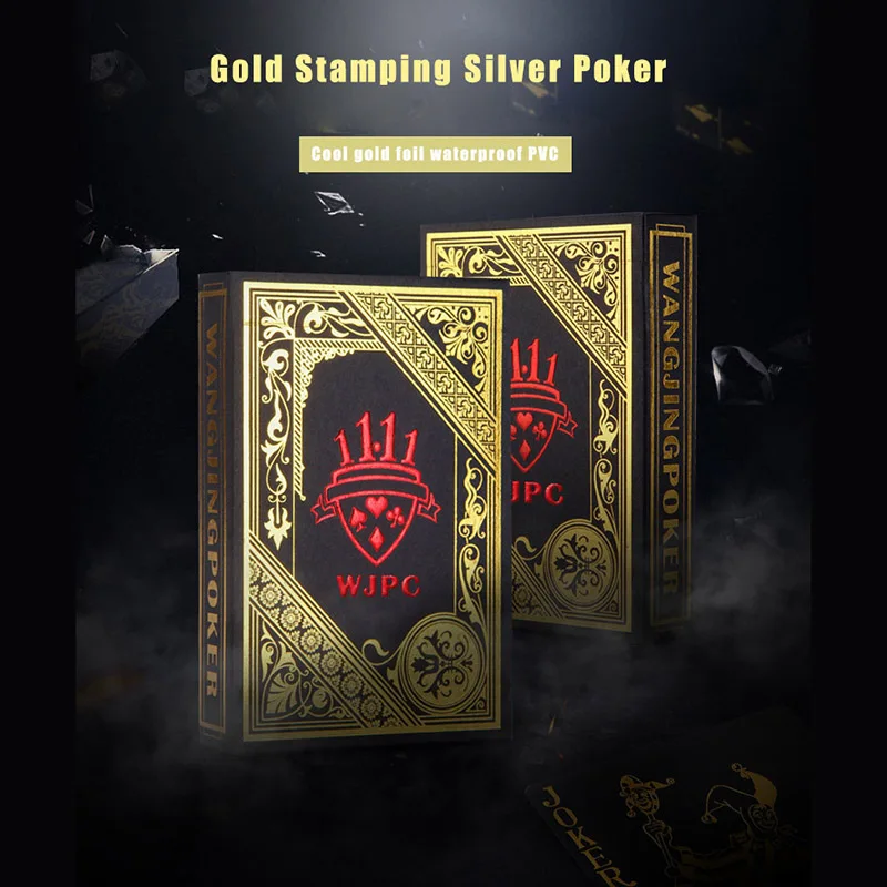 Black GOLD STAMPING SILVER PVC Playing Cards Noble and Elegant MAGIC POKER Three Color GOLD SILVER RED For Choice A Replacement Black GOLD STAMPING SILVER PVC Playing Cards Noble and Elegant MAGIC POKER Three Color GOLD SILVER RED For Choice A Replacement