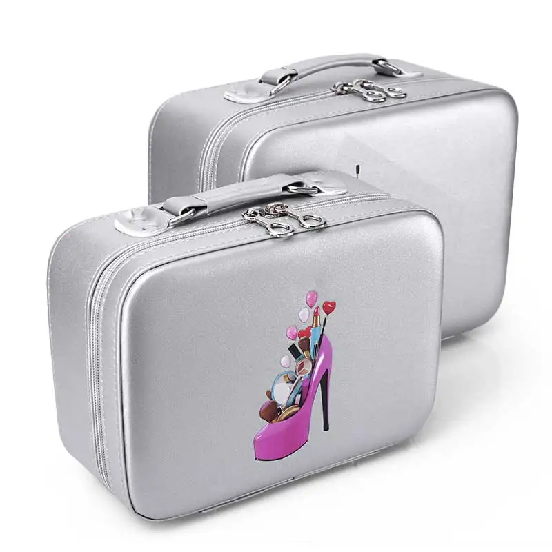 

New 2 in 1 Cosmetic Bag Professional Make Up Case Organizer Travel Portable Neceser Multifunction Large Capacity 2 Color Choose