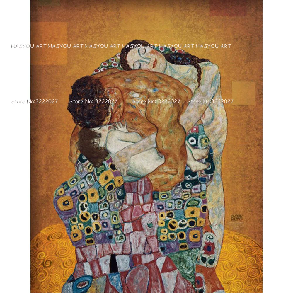 Bedroom-Canvas-art-portrait-Oil-painting-The-Family-by-Gustav-Klimt-Paintings-Reproduction-High-quality-Hand