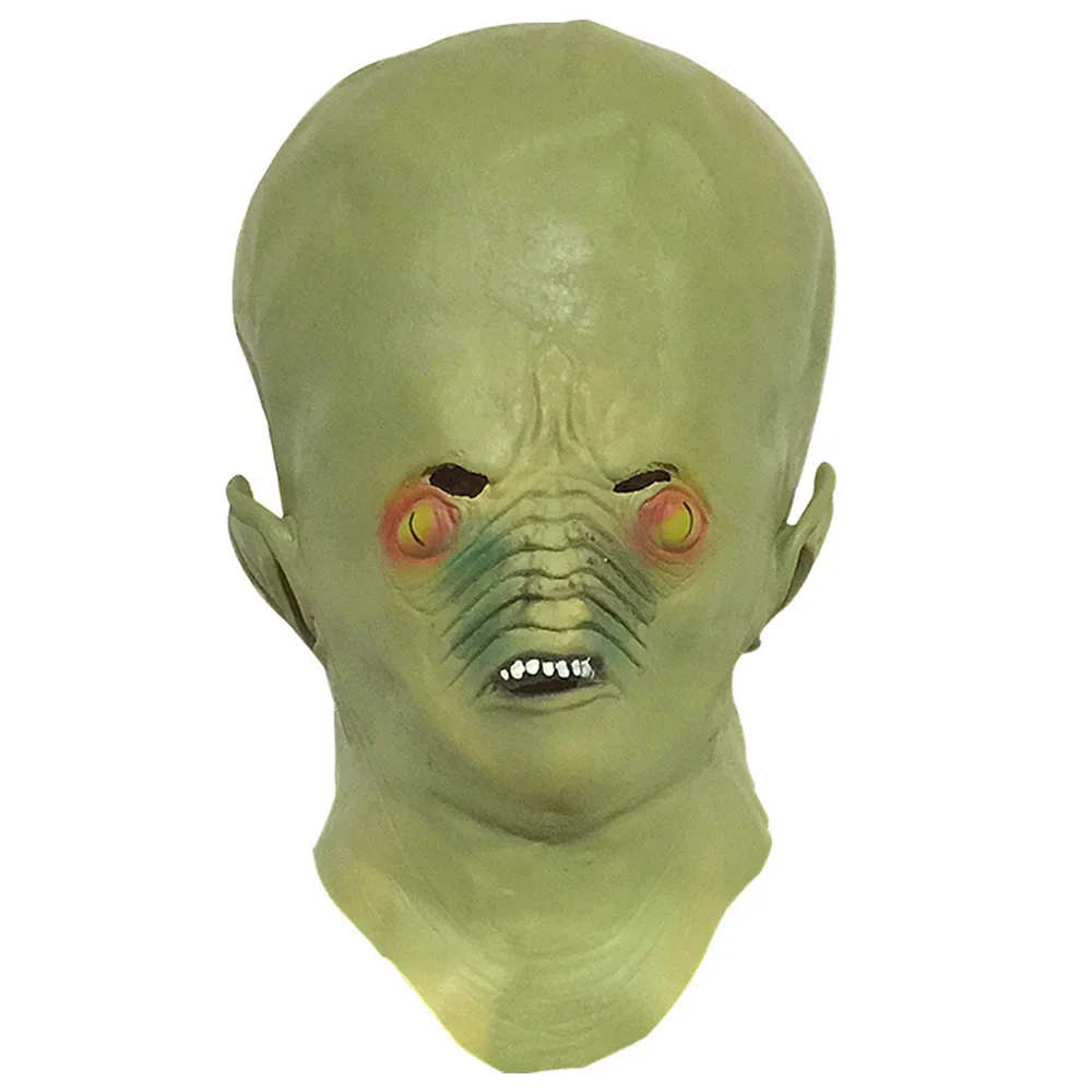 Promo  Green Alien Scary Mask Men Women Latex Helmet Adults Halloween Party Cosplay Costume Props Accessor