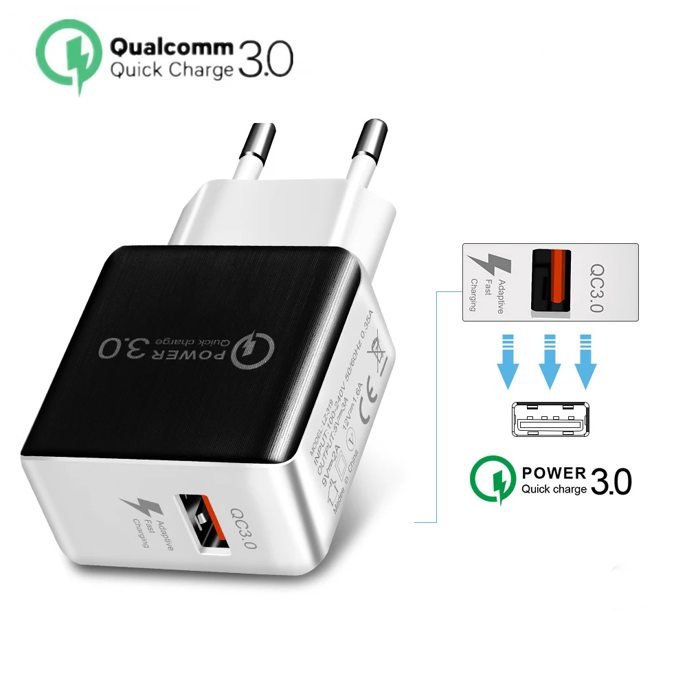 

QC 3.0 18W USB travel Charger Adapter For iPhone X 8 7 6s for Samsung s9 s8 QC 2.0 Fast travel Charger for Huawei for Xiaomi mi8