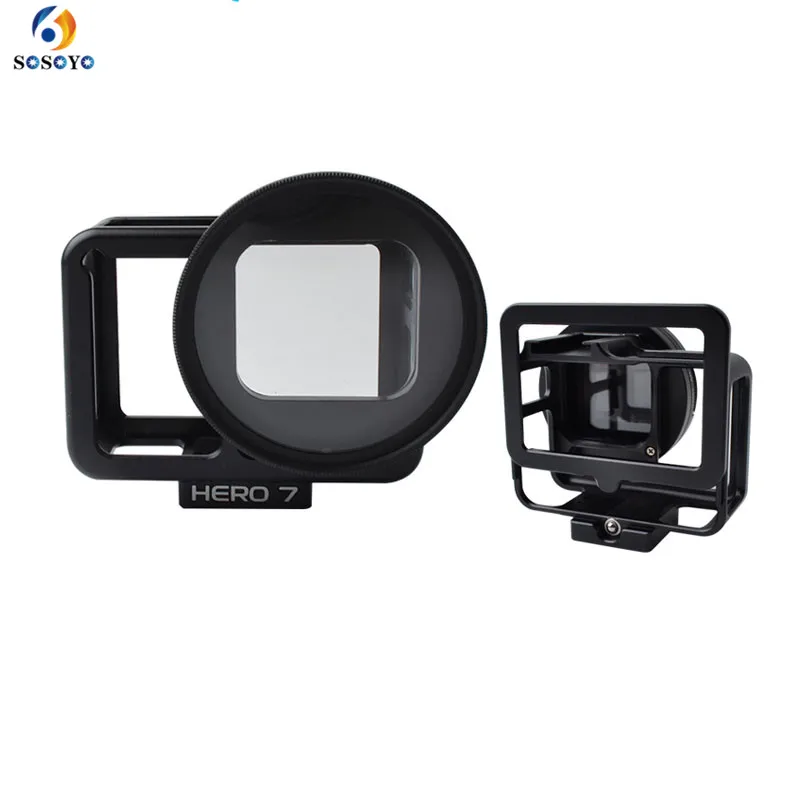 Aluminum Protective Case Housing Back Cover Metal Radiating frame +52mm UV Lens filter cap for GoPro Hero5 6 7 Black Camera Cage (2)