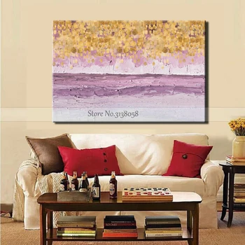 

Unframe Handmade Canvas Abstract purple Yellow Oil Painting Abstract Color Wall Picture Living Room Beroom Home Wall Art Decor