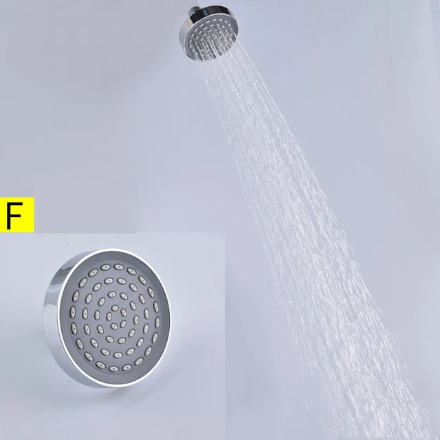 Bathroom Solid Brass High Pressure Small Matte Black Rain Shower Head Wall Mounted ABS Chrome Adjustable Bath Top Spray Shower F