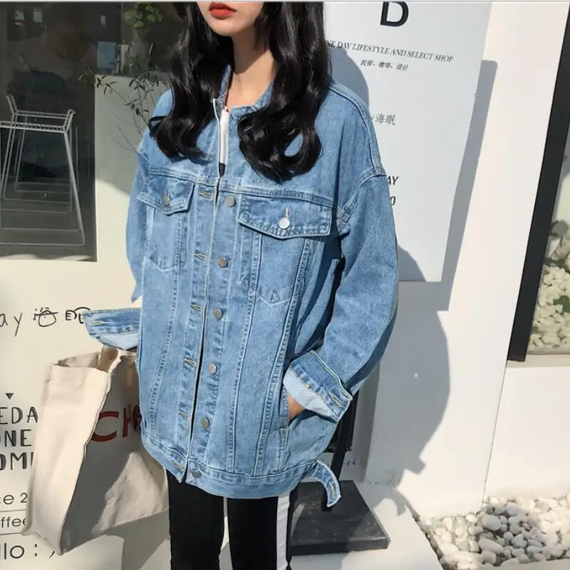 

Denim jacket female 2019 autumn and winter new washed loose women's jacket casual blue fashion ladies denim jacket