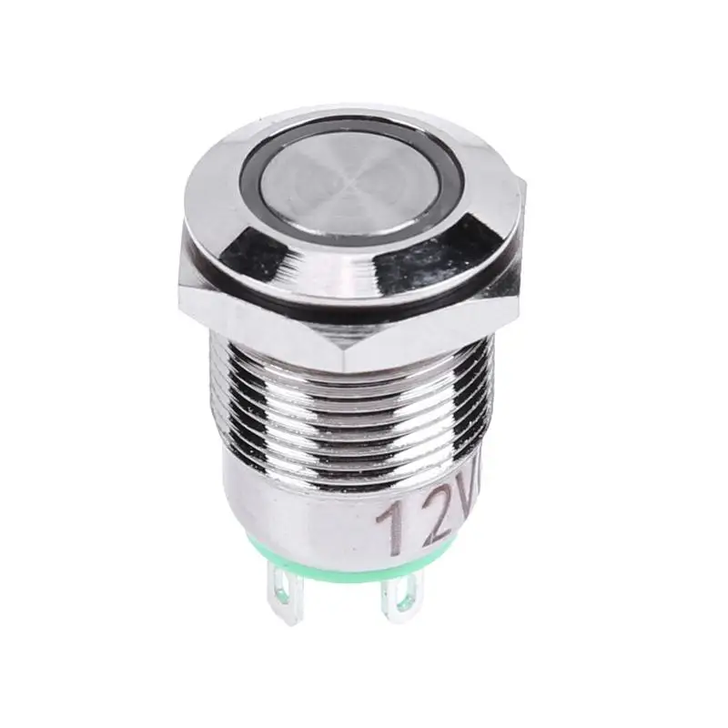 12mm Flat Metal Button Switch 3V 12V Waterproof Auto Reset Switch with