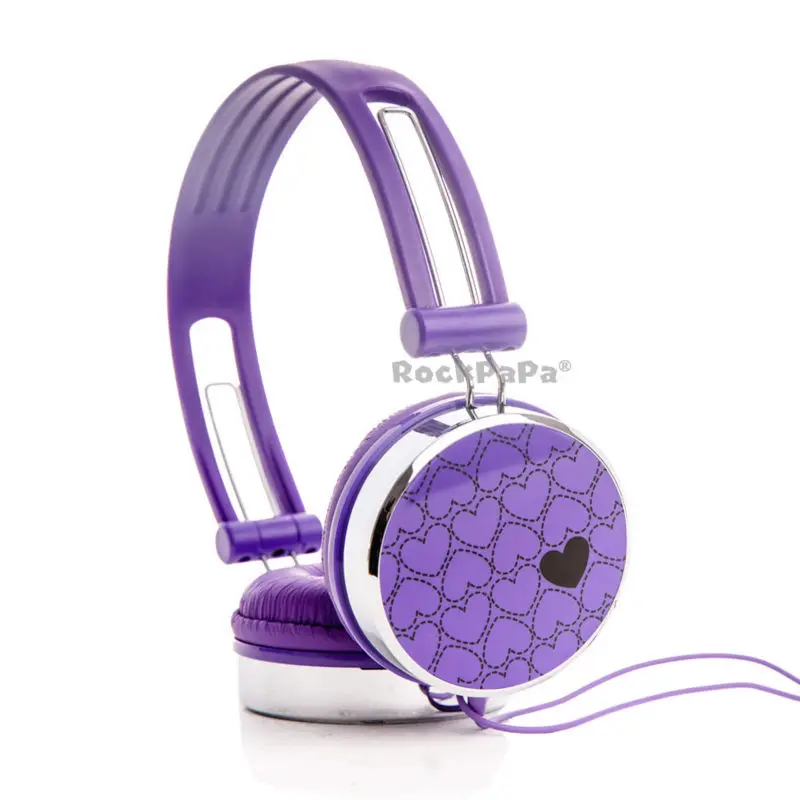 

Boys Kids Girls Children Teens Adult Rockpapa Hearts Love DJ Headphones Headsets Earphones for Galaxy Tab Pro / Tablet PC Purple