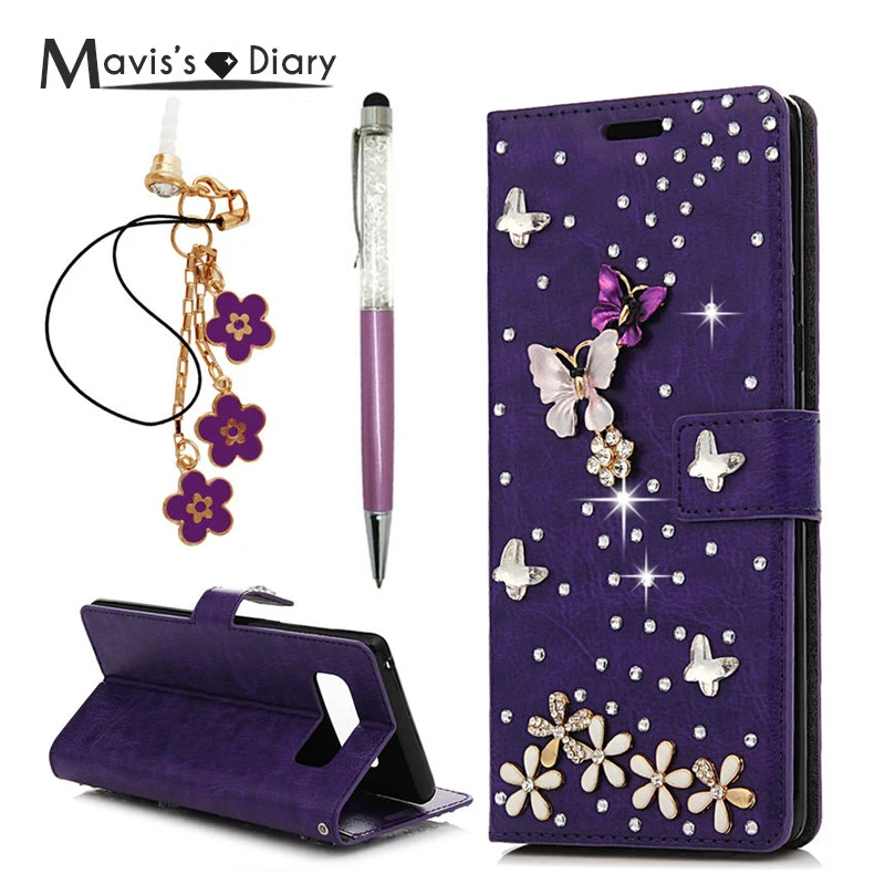 

MAVISSDIARY Bling Glitter Rhinestone Case For Samsung Galaxy Note 8 Crystal Diamond Flip Wallet Leather Cover For Galaxy Note 8