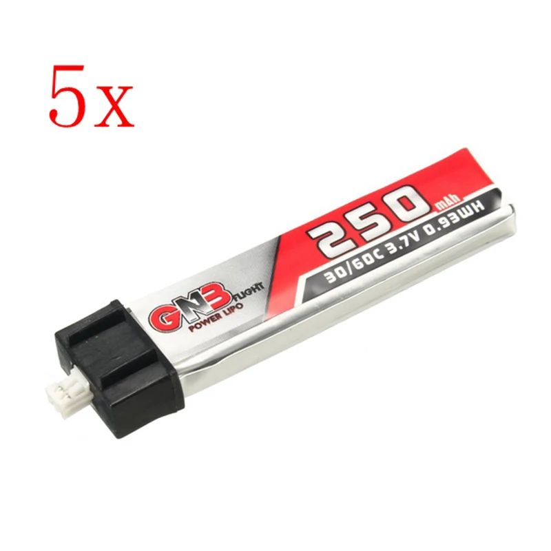 

Rechargeable Lipo Battery 5PCS GAONENG 3.7V 250mAh 1S 30C/60C Lipo Battery For Blade For Nano QX CPX And Tiny Whoop
