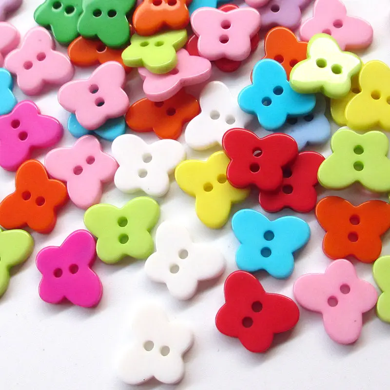 200PCS Butterfly Plastic Button Sewing Buttons Craft Doll Kid Appliques