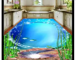 Пользовательские 3d полы обои 3 d пол ванная комната красивый морской мир 3d обои для рабочего стола из ПВХ самоприлипающие напольные обои