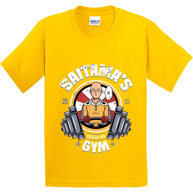 Хлопок детская забавная футболка Saitama's One Punch Man Детская летняя одежда с аниме топы для мальчиков и девочек GKT017