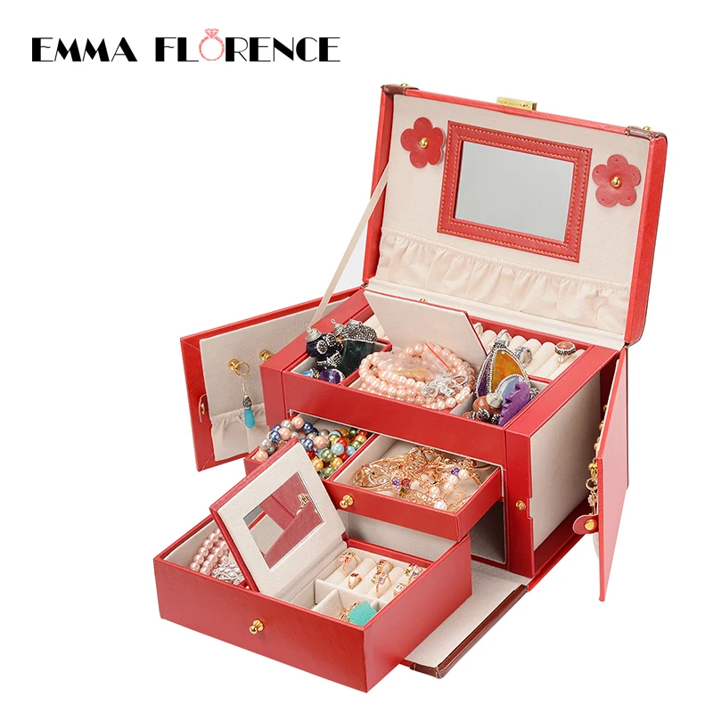 

Quality Leather Jewelry Boxes Display And Packaging Casket for Decorations Necklace/Bracelets/Bangle/Earring Stand Make Up Box