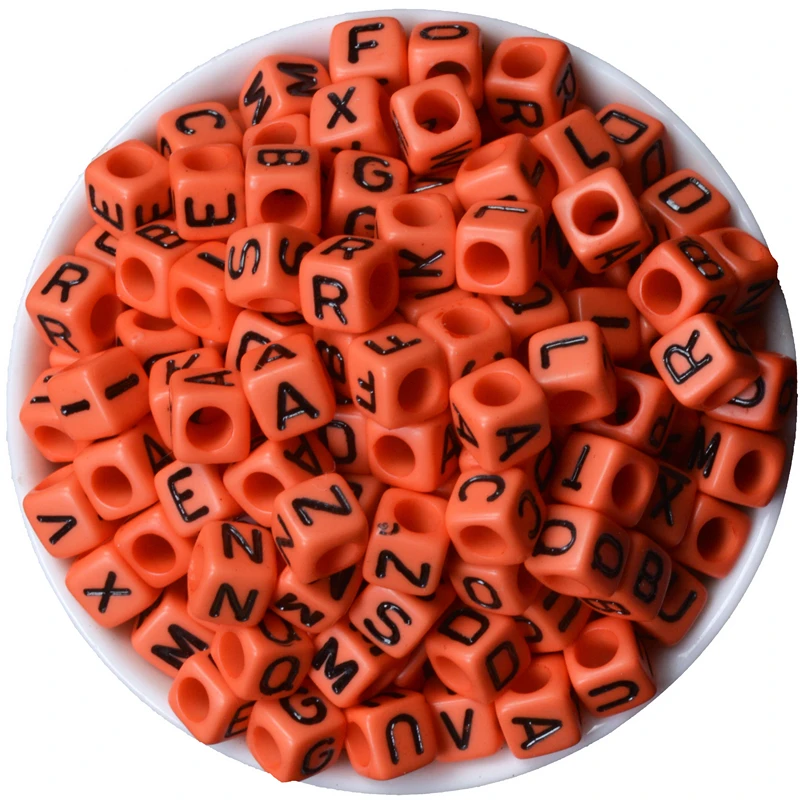 Темно-Красного цвета акриловые буквы алфавита куб 6x6 мм Квадратные бусины для самостоятельного изготовления ювелирных изделий 200 шт