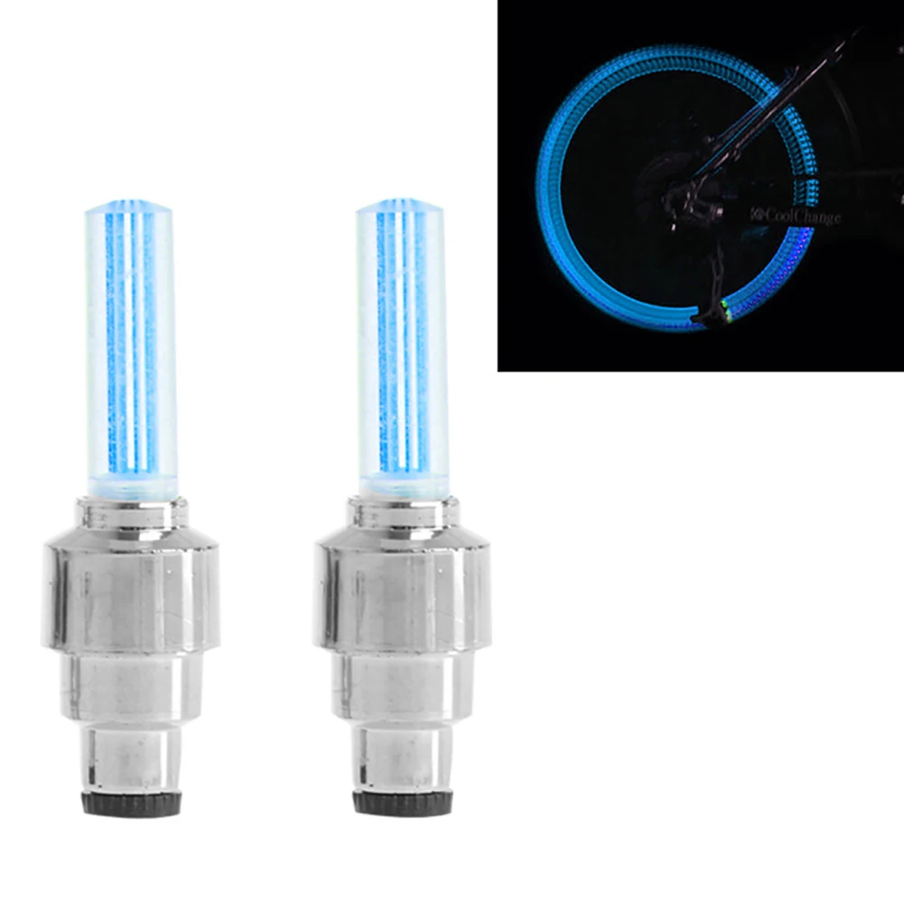 Best 2Pcs Colorful Flash LED Lights Bike Bicycle Car Wheel Tire Stem Cap Safety Light 5