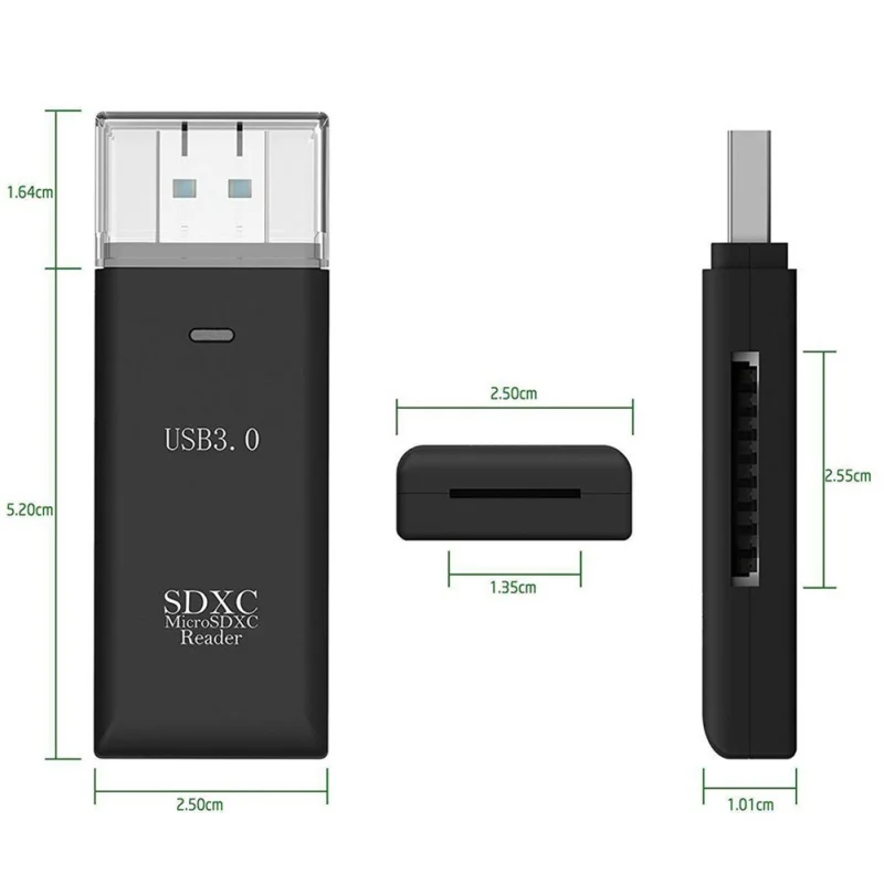 2-in-1 Card Reader USB 3.0 Plug-and-play Computer Laptop Components SDHC SDXC MMC Micro Mobile T-FLASH Memory Cards Accessories