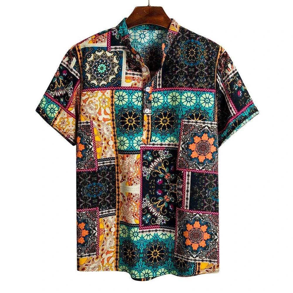 Domple Mens Short Sleeve Ethnic Style Beach Casual Print Shirt Blouse Top Domple Mens Short Sleeve Ethnic Style Beach Casual Print Shirt Blouse Top