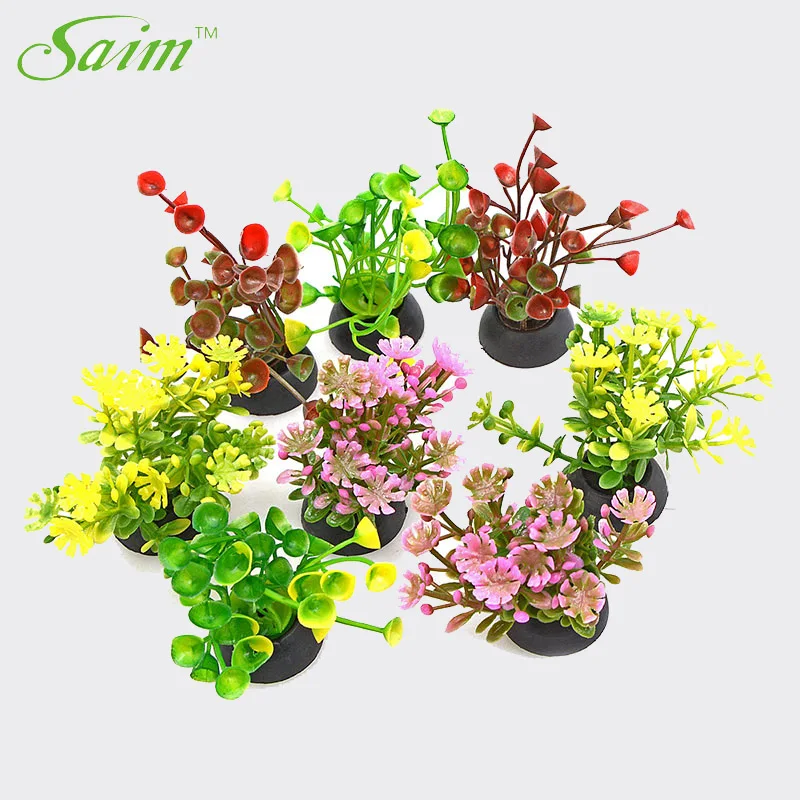 Fish Tank Ornament Mini Artificial Plastic Plants Fish Tank