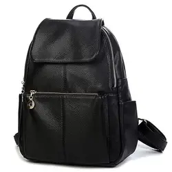 2017 брендовый дизайнерский женский простой стиль рюкзак модная искусственная кожа черная школьная сумка для девочек большой емкости сумка