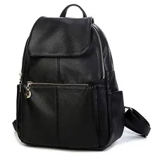 2017 diseñador de la Marca mujeres de moda mochila de Estilo Simple de LA PU de cuero Negro bolso de escuela para niñas hombro bolsa de viaje de gran capacidad
