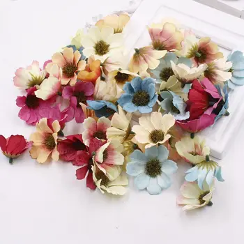 

50pcs/lot 4-5cm Silk Artificial Flower For Wedding Gift Candy Box Decoration Fake Daisy flowers