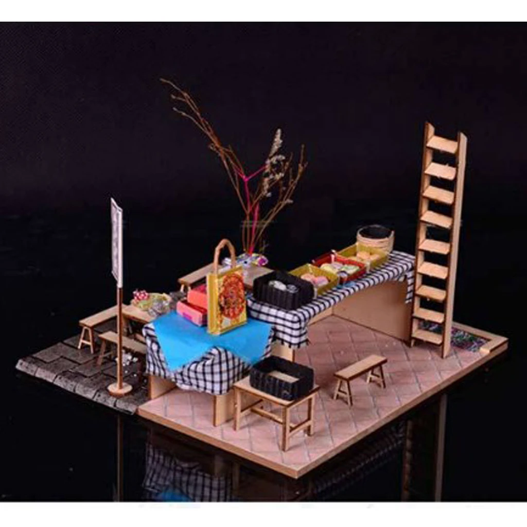 DIY Handcraft Miniature Project Wooden Dolls House Antique Snack Foods Shop Model Kids Hands-On Toy Educational Toy