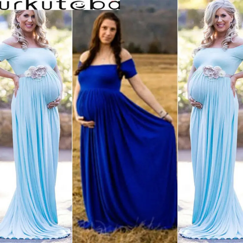 

US Women Lace Maternity Dress Maxi Fancy Long Gown Pregnancy Photography Props Y
