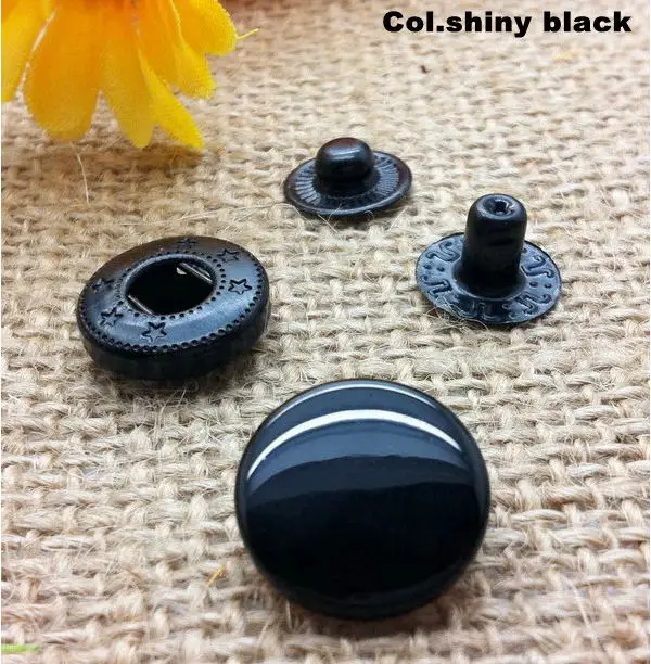 

30 sets/pack Shiny Black Round Metal Snap Button No Sewing Press Studs Fastener Leathercraft Clothes Bags Shoe Free shipping