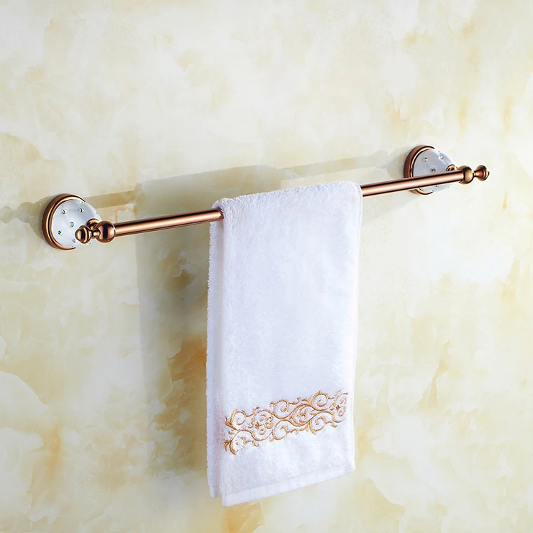 High Quality European Style Solid Brass Diamond Towel Rail Rose Gold