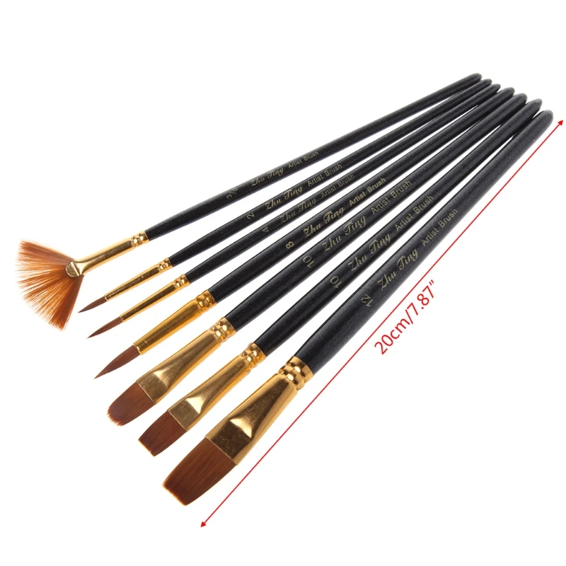 7pcs/SET Different Shape Nylon Hair Paint Brushes Artist Oil Watercolor