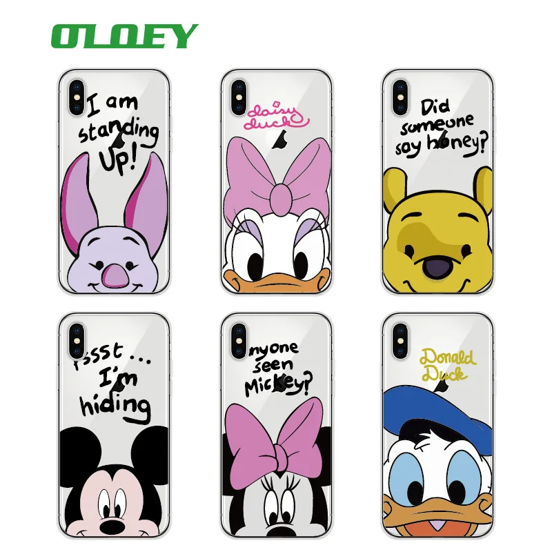 

OLOEY Minnie Mickey Cartoon Donald Duck Piglet Poof Bear Daisy Duck Phone case For iPhone 7Plus 7 6S 8 8Plus X XS Max Samsung
