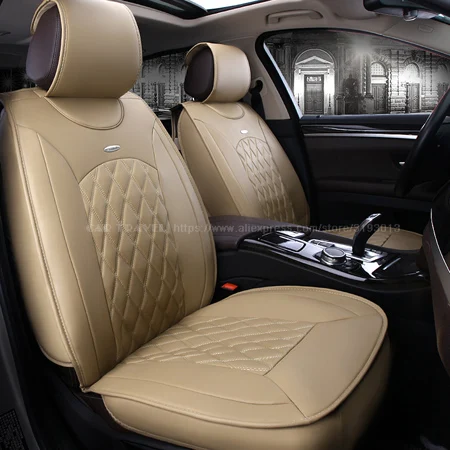 Передняя+ задняя) Специальные кожаные чехлы для автомобильных сидений для Volkswagen vw Passat Polo гольф Tiguan Jetta Touareg авто аксессуары Стайлинг - Название цвета: Beige standard