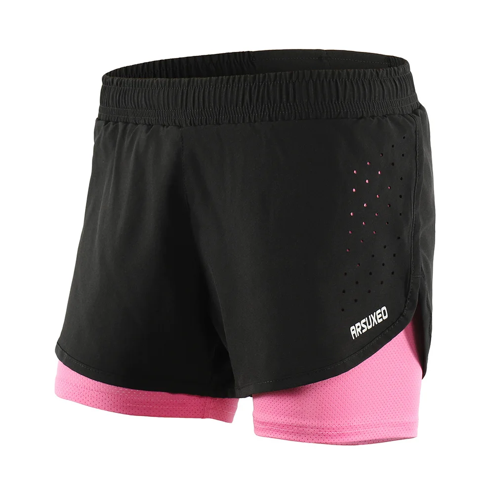 Women's 2-in-1Running Quick Dry Workout Bodybuilding Gym Training Exercise Jogging Cycling Shorts with Longer Liner | Спорт и