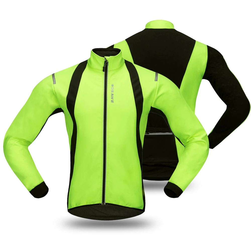 WOSAWE Men's Cycling Jackets Windproof Warm Fleece Winter MTB Bike