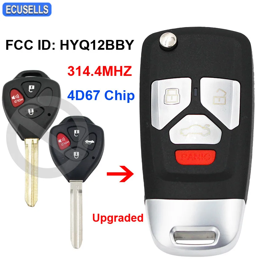 

Upgraded Folding Flip Remote Key 314.4MHz with 4D67 Chip for Toyota Camry 2007- 2011 for Rav4 Yaris 2006 - 2010 FCC ID: HYQ12BBY