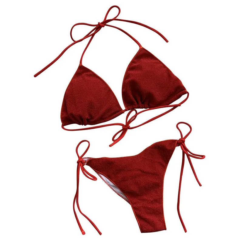 

2019 Summer Women Two Pieces Bikini Set Solid High Quality Padded Push Up Swimwear Swimsuit New Arrival 4sg