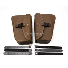Left+Right Side Bag Brown Motorcycle PU Leather Saddle Bag Luggage Side Tool Bag for Honda Yamaha Harley Sportster XL 883 XL1200 bjmoto brown motorcycle pu leather left right side saddlebag saddle bag luggage bag tool bags storage for harley sportster