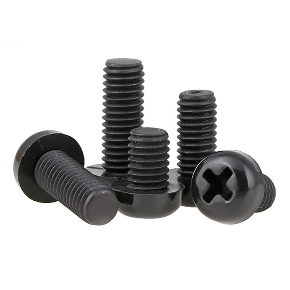 

50 pieces M2 M2.5 M3 M4 M5 M6 ISO7045 DIN7985 GB818 Black Carbon Steel Cross Recessed Pan Head Screws Phillips Screws Bolts