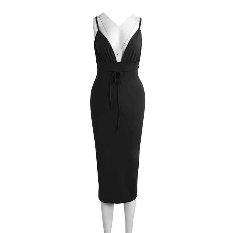 Gtpdpllt сексуальное облегающее летнее платье на бретельках для женщин vestido, бандажные длинные платья, вечерние платья макси, одежда для повязки Vestidos - Цвет: Черный