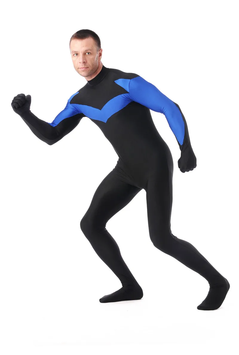 DC Comics Young Justice Nightwing Anime Cosplay Costume Lycra Spandex Zentai Catsuit Adults Mens Ze