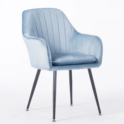 Нордический стиль кованого железа макияж стул спальня стул для маникюра спинка роскошный стул для столовой - Цвет: light blue black leg