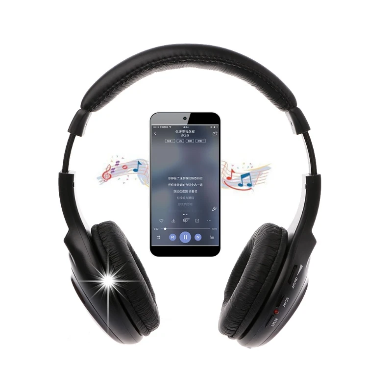 Беспроводная стереогарнитура 5 в 1 наушники передатчик FM радио для ТВ DVD MP3