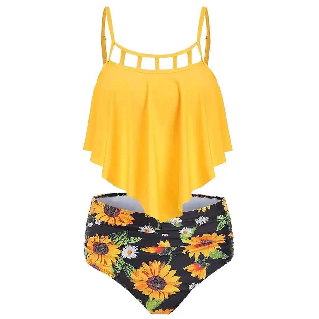 sunflower high waisted bathing suit