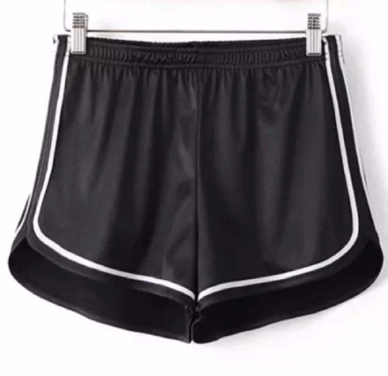 

Drawstring Women Hot Shorts Casual Anti Emptied Cotton Contrast Elastic Waist Correndo Short Pants Fast Drying